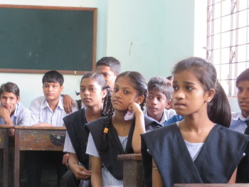 Girls and boys in a Delhi school